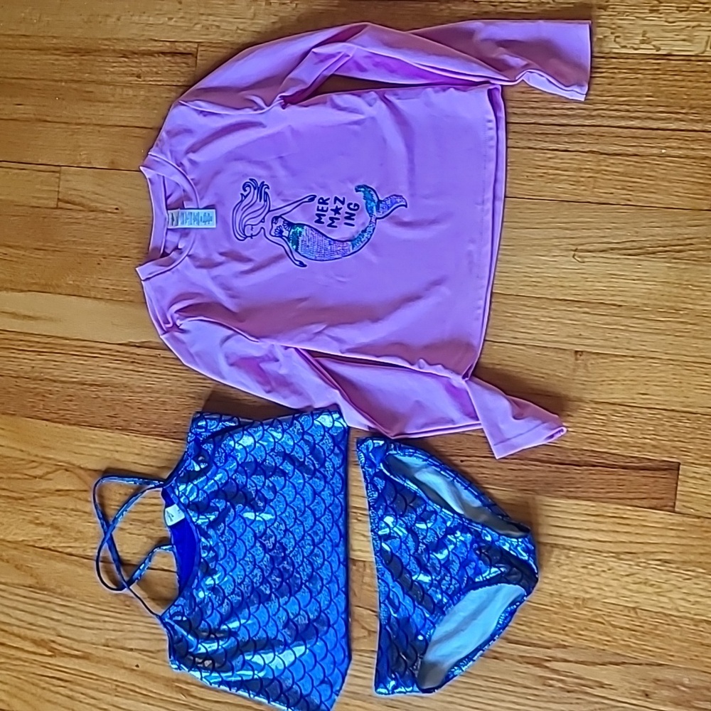 Osh kosher B'gosh sz14 uv swim shirt & 2pc mermaid bathing suit
